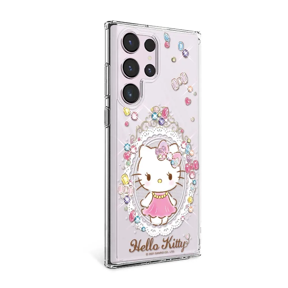 【apbs】三麗鷗 Samsung S25/S24/S23/S22系列 輕薄軍規防摔水晶彩鑽手機殼(凱蒂奢華風)
