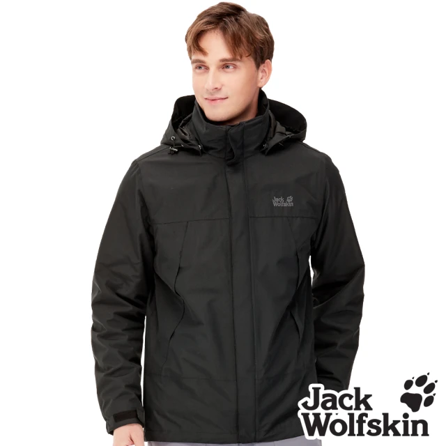 Jack wolfskin 飛狼 男 Air Wolf 兩件式防風防水保暖外套(內件刷毛外套 / 黑色)