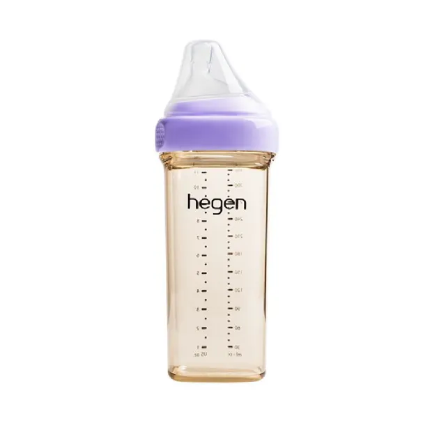 【hegen】金色奇蹟PPSU多功能方圓型寬口奶瓶330ml 共三色(嫣粉、漾紫、沁藍)