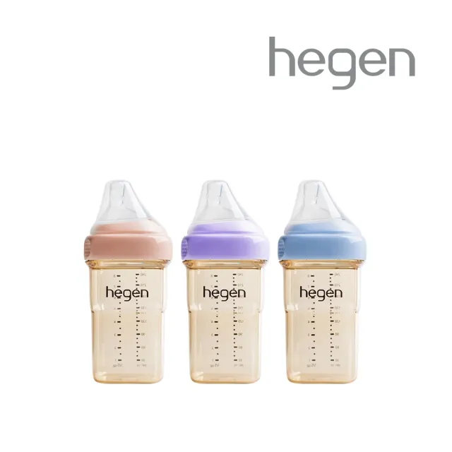 【hegen 總代理】金色奇蹟PPSU多功能方圓型寬口奶瓶 240ml(嫣粉/沁藍/漾紫)