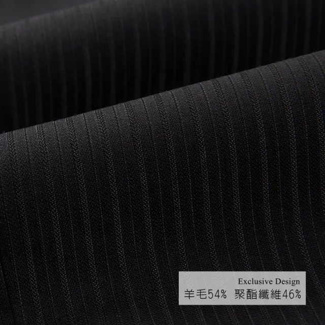 【ROBERTA 諾貝達】男裝 黑色羊毛西裝褲-打摺版型(台灣製)