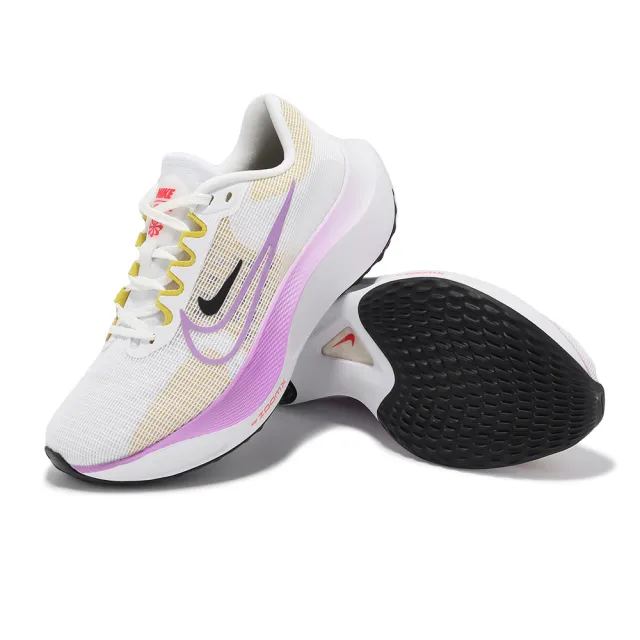 【NIKE 耐吉】慢跑鞋 Wmns Zoom Fly 5 女鞋 白 粉 輕量 ZoomX 回彈 路跑 運動鞋(DM8974-100)