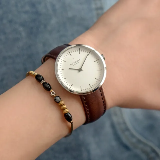 【Nordgreen】ND手錶 無限 Infinity 32mm 月光銀殼×白面 深棕真皮錶帶(IN32SILEDBXX)