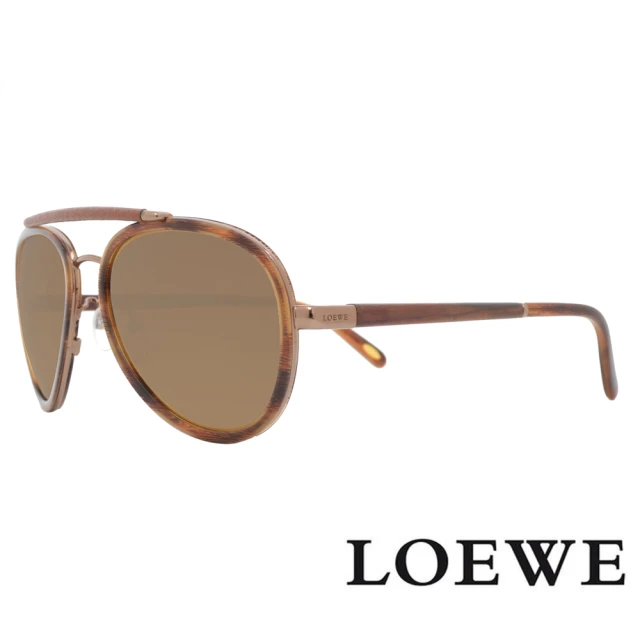 LOEWE 羅威 西班牙皇室 大理石紋皮革款太陽眼鏡(琥珀/咖啡 SLW431V-R80X)