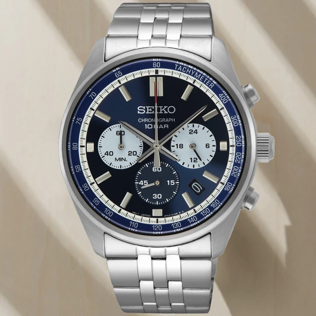SEIKO 精工 CS系列 熊貓三眼計時腕錶(SSB427P1/8T63-00W0B)