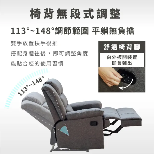 【RICHOME】卡爾功能沙發/單人沙發/沙發躺椅(獨立筒彈簧坐墊)