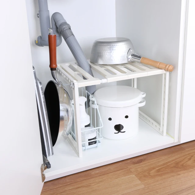 Belca 日本廚衛槽下L型單層水槽收納架(可避開水管/廚房
