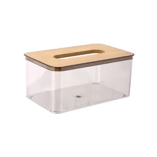【LEBON】長型透明木質面紙盒(衛生紙盒 抽取衛生紙盒 收納盒)