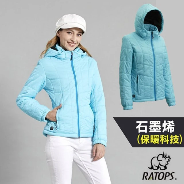 RATOPS 女 石墨烯加熱外套/可加熱升溫.羽絨外套.保暖外套(RAD802 晴天藍/寶石藍)