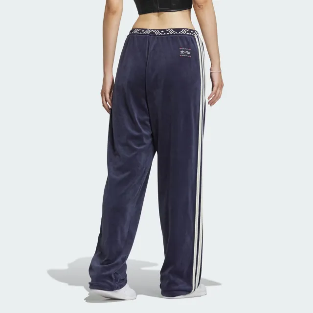 【adidas 愛迪達】長褲 女款 運動褲 三葉草 亞規 新年 VELOUR SST PANT 藏青 IX4231