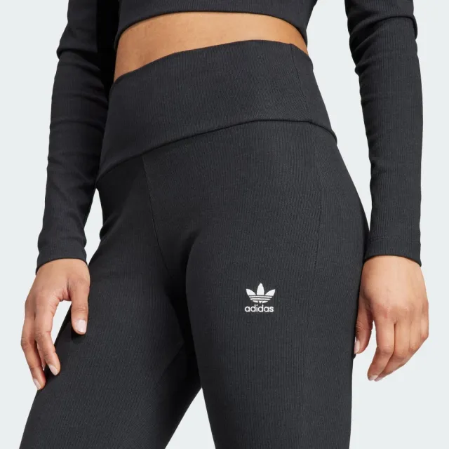 【adidas 愛迪達】長褲 女款 運動褲 緊身褲 三葉草 亞規 RIB FLARED PANT 黑 II8056