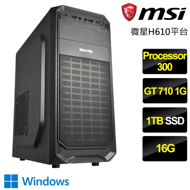 微星平台 Processor雙核GT710 Win11P{繁星點點}文書電腦(Processor-300/H610/16G/1TB)