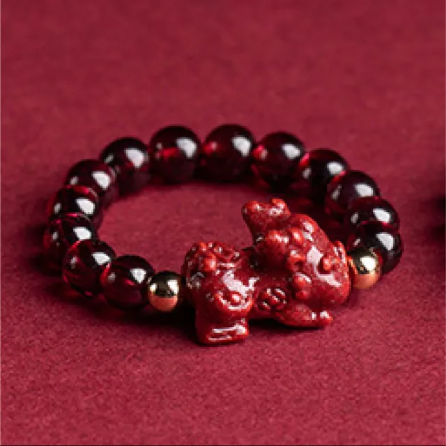 【赫本珠寶】轉運朱砂貔貅石榴石戒指-財運滾滾(戒指)