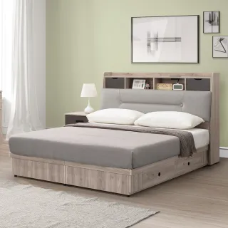 【Homelike】米羅附插座抽屜床組-雙人加大6尺(床頭箱+抽屜床)