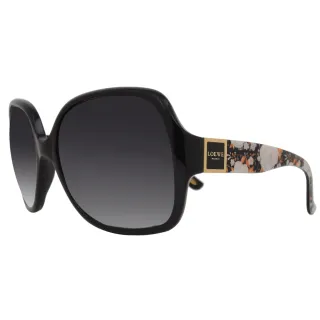 【LOEWE 羅威】限量春夏特別印花款太陽眼鏡(黑/金 SLW728-700X)