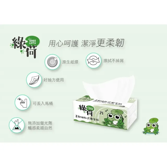 【GREEN LOTUS 綠荷】柔韌抽取式花紋衛生紙150抽X84包/箱