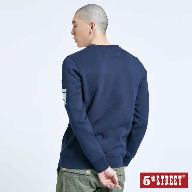 【5th STREET】男裝袖口袋設計長袖T恤-丈青