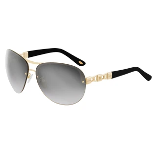 【LOEWE 羅威】品牌經典鍊鎖設計款太陽眼鏡(黑/金 SLW379-0A32)