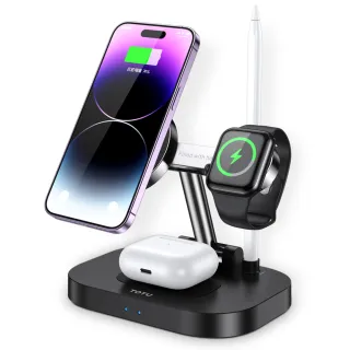 【TOTU】四合一折疊磁吸無線充電座 飛速(iPhone 16/iWatch 9/8/7/6/5/4/3/AirPods Pro 2/Pencil)