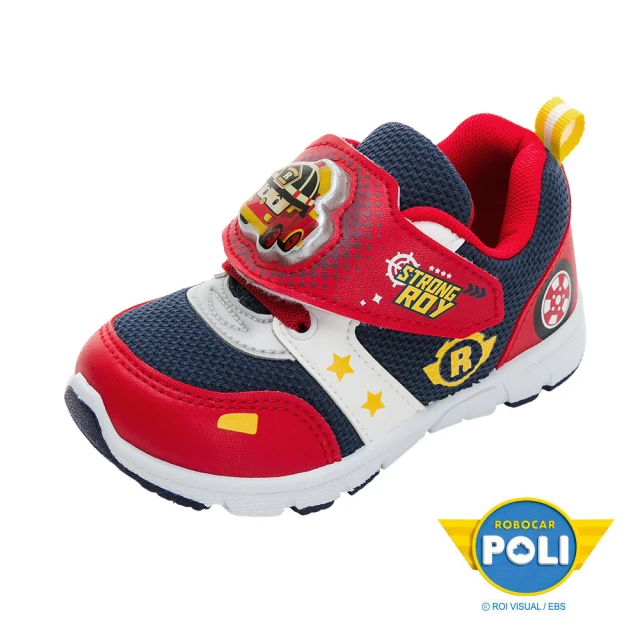 【POLI 波力】正版童鞋 波力 電燈運動鞋/透氣 排汗 輕量 台灣製 紅(POKX34152)