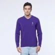 【NAUTICA】男裝 鯊魚圖騰刺繡V領長袖T恤(紫)