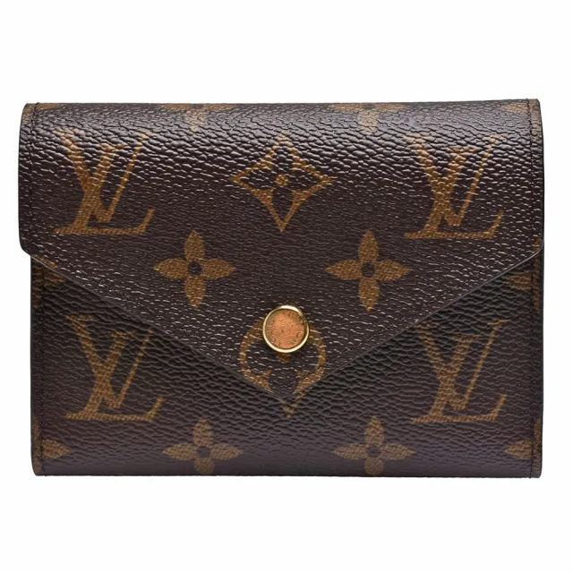 【Louis Vuitton 路易威登】M41938 Victorine系列經典Monogram原花三折暗釦短夾(紫紅)