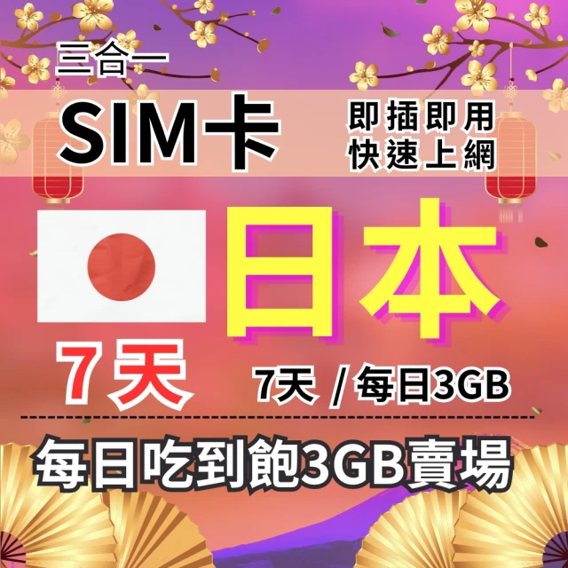 CPMAXCPMAX 日本旅遊上網 7天每日3GB 高速流量 Docomo/KDDI雙電信(SIM25)