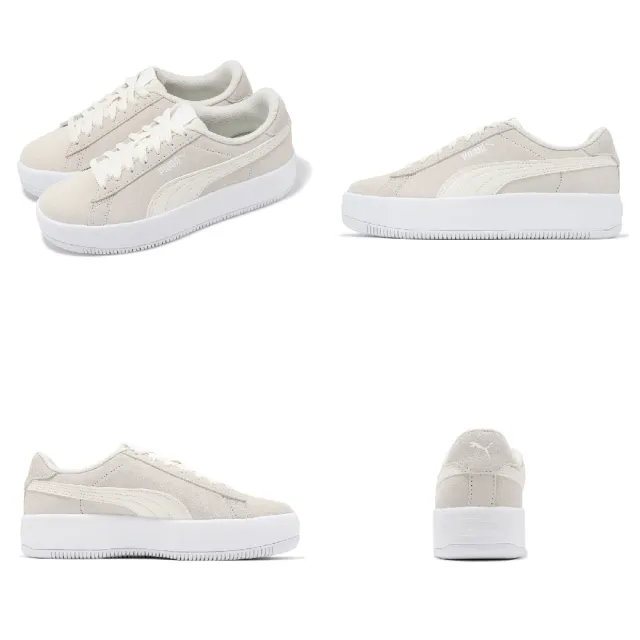 【PUMA】休閒鞋 Lily Platform SD Wns 女鞋 米白 白 麂皮 微增高 低筒 小白鞋(387739-01)