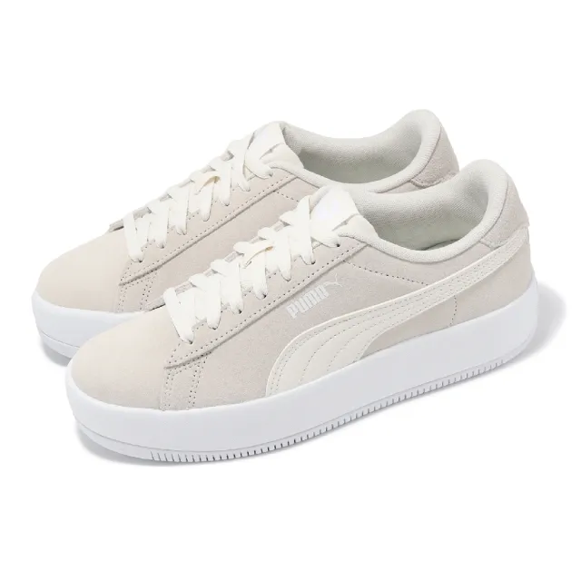 【PUMA】休閒鞋 Lily Platform SD Wns 女鞋 米白 白 麂皮 微增高 低筒 小白鞋(387739-01)