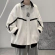 【D.studio】韓版美式內刷毛拼接撞色寬鬆翻領夾克(棒球外套 男裝 長袖上衣 寬鬆上衣 外套  J329)