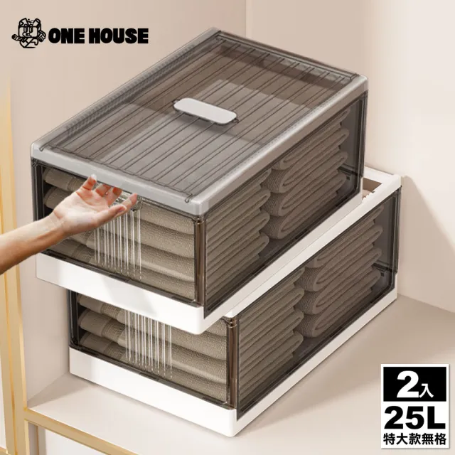 【ONE HOUSE】25L 小笠原衣褲分隔整理盒-特大款-無格(2入)