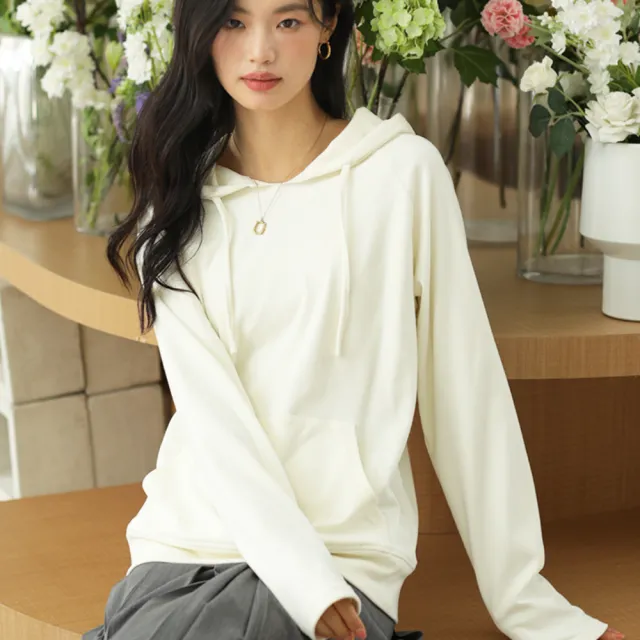 【Amirr 艾米爾】★連帽休閒帶口袋衛衣(女上衣/長袖/帽T)