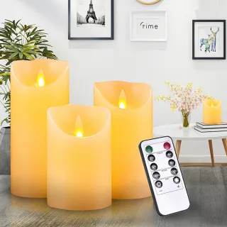 【LIFE SHOP 生活購物】浪漫LED蠟燭三件組 / 附遙控器 燭芯仿真搖擺(氣氛營造 會場布置 浪漫造景 室內佈置)