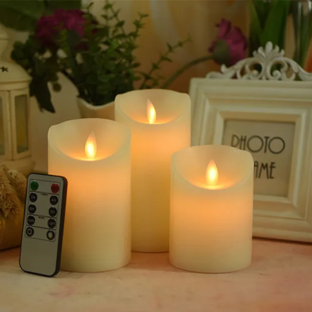 【LIFE SHOP 生活購物】浪漫LED蠟燭三件組 / 附遙控器 燭芯仿真搖擺(氣氛營造 會場布置 浪漫造景 室內佈置)