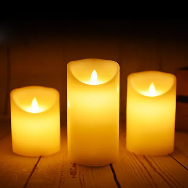 【LIFE SHOP 生活購物】浪漫LED蠟燭三件組 / 附遙控器 燭芯仿真搖擺(氣氛營造 會場布置 浪漫造景 室內佈置)