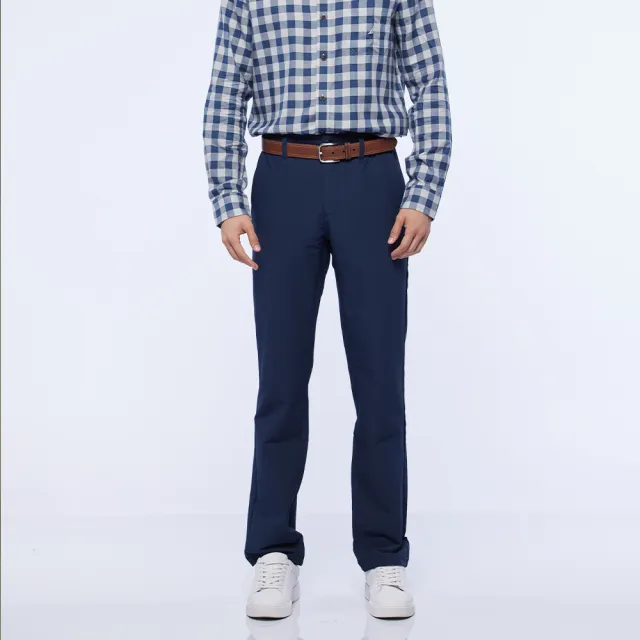 【NAUTICA】男裝 舒適素面彈性長褲(深藍)