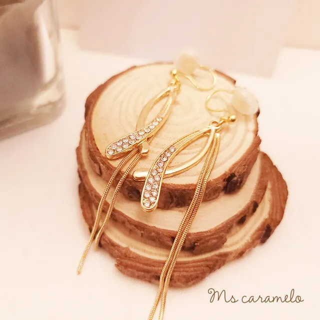 【焦糖小姐 Ms caramelo】合金 夾式耳環(鋯石耳環)