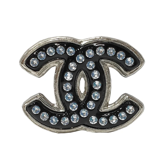 CHANEL 香奈兒 銀雙C logo 鏤空愛心水鑽鑲飾針式