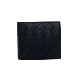 【BOTTEGA VENETA 寶緹嘉】743211 黑 牛皮 中格(八卡對開短夾)
