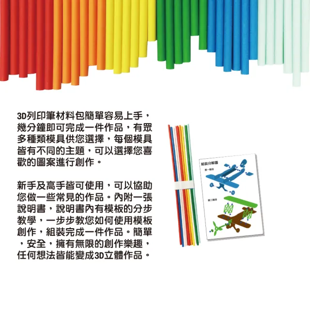 【T&U 泰允創意】3D列印筆材料包–復古飛機Aircraft(DIY 手作 兒童玩具 3D 顏料隨機)