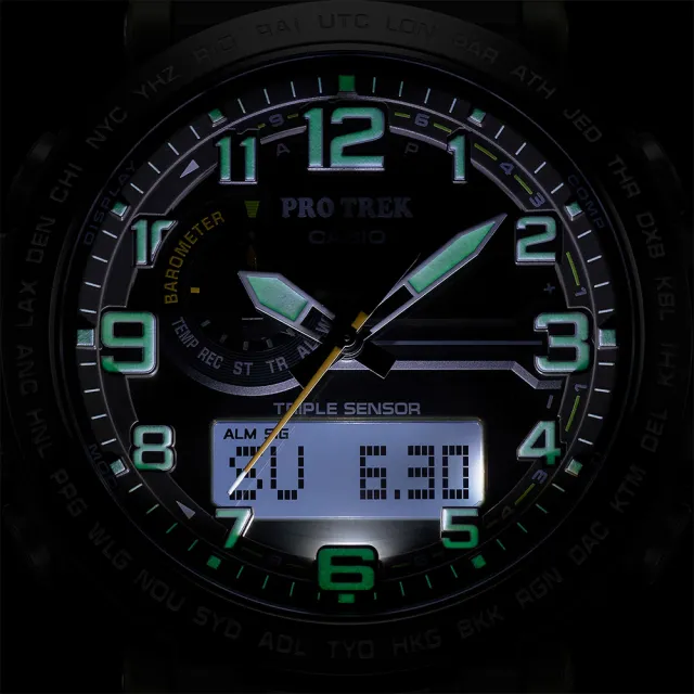 【CASIO 卡西歐】PRO TREK 太陽能登山計時錶(PRG-601YB-3)