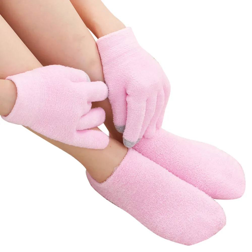 【iSFun】美容保濕凝膠輔助足膜腳襪套觸控手套組(隨機色)