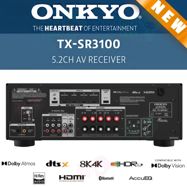【ONKYO】TX-SR3100 支援Dolby Atmos(5.2聲道環繞擴大機 每聲道155瓦)