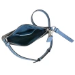 【COACH】Mini Rowan PVC雪花馬車前拉鍊袋方扁斜背包(灰黑藍邊)