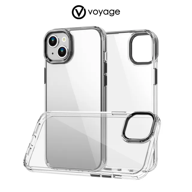 【VOYAGE】iPhone 15 Plus 6.7 抗摔防刮保護殼-Pure Frame-透明(２合１吸震複合式材料製程)