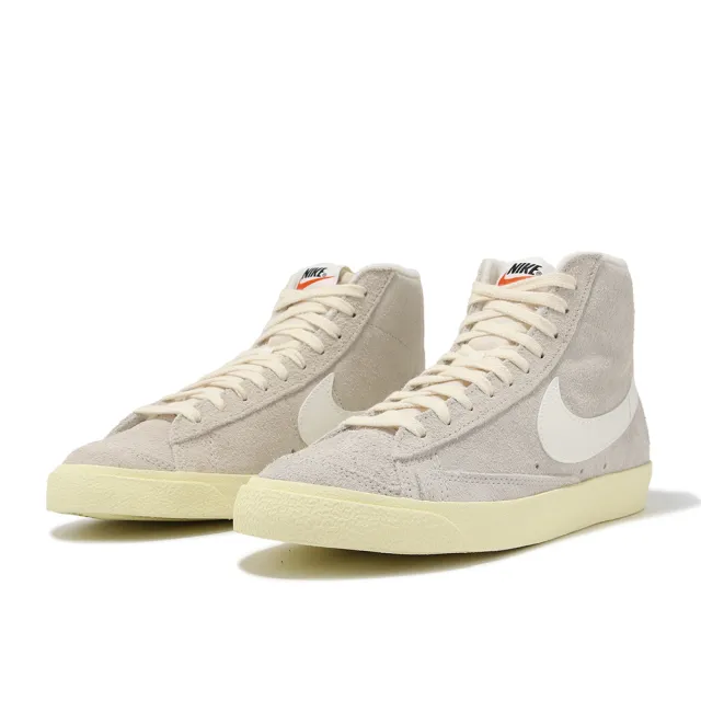 【NIKE 耐吉】休閒鞋 Wmns Blazer MID 77 VNTG 女鞋 米灰 黃 麂皮 復古(DV7006-001)