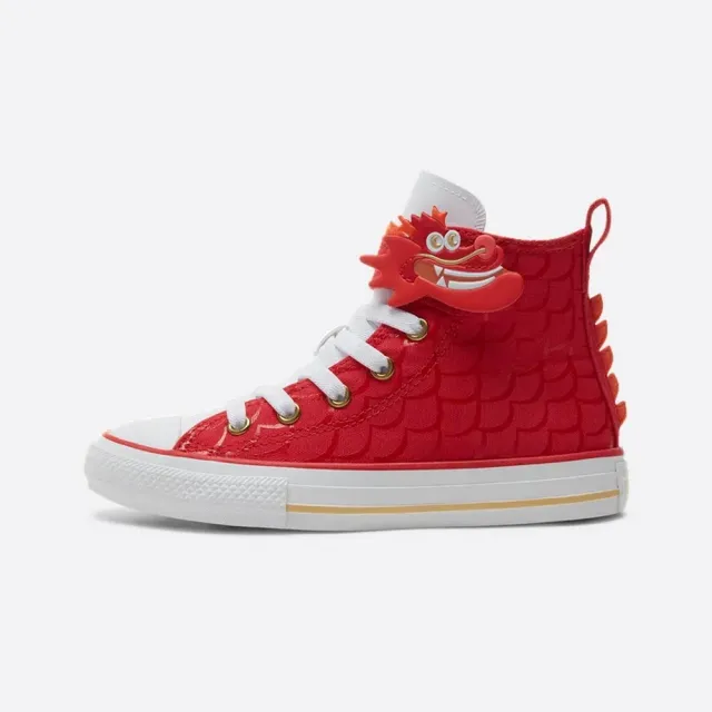 【CONVERSE】CTAS 1V HI 高筒 休閒鞋 童鞋 中大童 CNY龍年限定 魔鬼氈 紅色(A08703C)