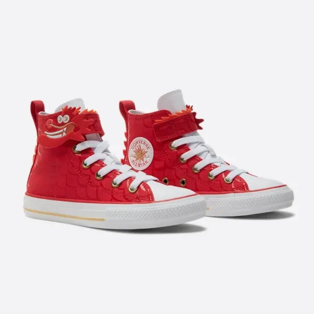 CONVERSE】CTAS 1V HI 高筒休閒鞋童鞋中大童CNY龍年限定魔鬼氈紅色