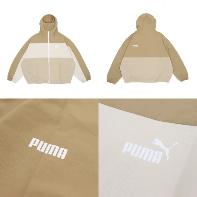 【PUMA】連帽外套 Windbreaker 女款 卡其 米白 防潑水 防風 寬鬆 風衣 夾克(675372-83)