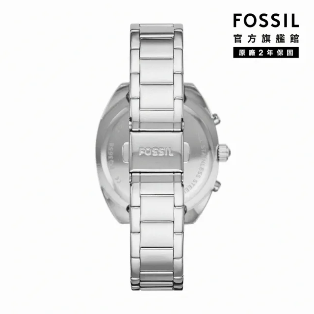 【FOSSIL 官方旗艦館】Vale 經典鑽圈三眼計時女錶 銀色不鏽鋼錶帶手錶 34MM BQ3657